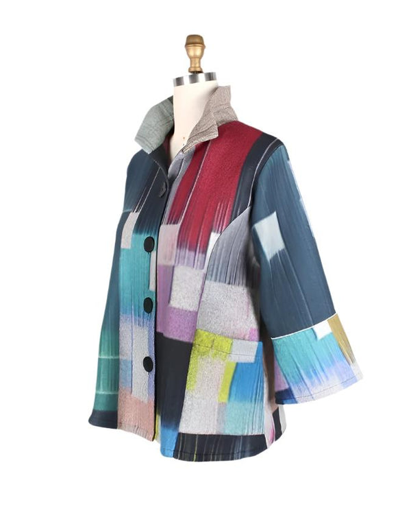 Damee Brushstroke Colorblock Flannel Jacket - 4853