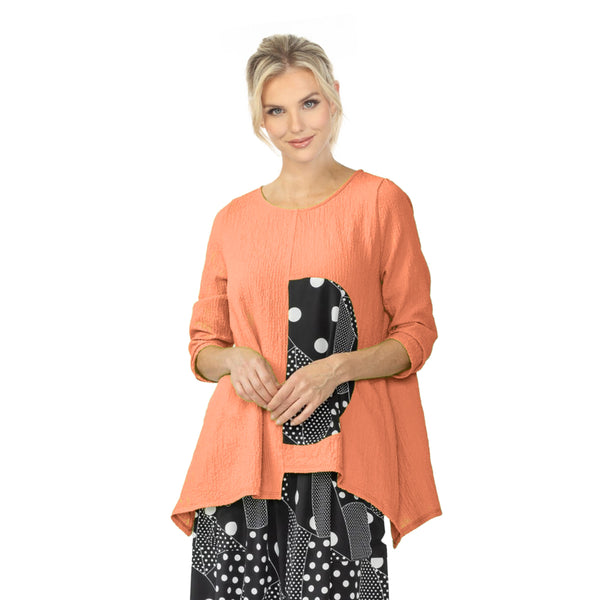 Just In! Polka-Dot Trim Asymmetric Tunic in Carrot - 7068T-CRT