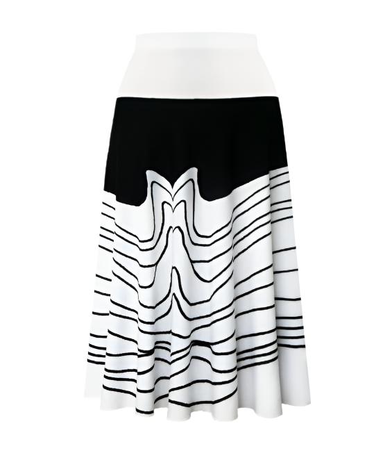 Valentina Geometric-Print Pull-On Skirt in Black & White - 32882-SKRT