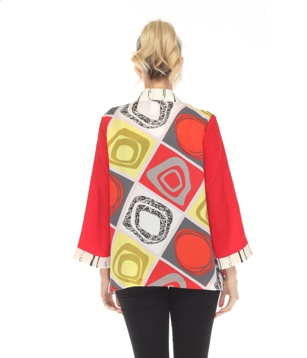 Moonlight Mixed Print Jacket in Red/Multi - 3725-RD