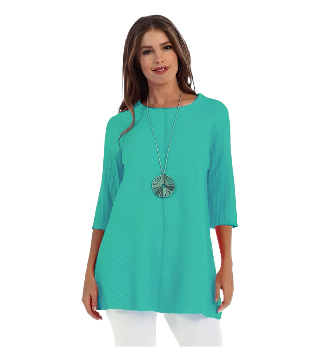 Diagonal Rib High-Low Tunic in Atlantic Green - CS-342/390-ATL