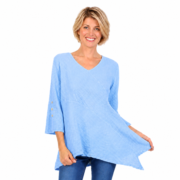 Lightweight V-Neck Waffle Tunic in Azure - LW102-AZ