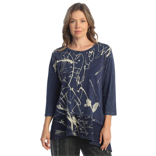 Jess & Jane "Scrolls" Abstract Print Mineral Washed Tunic - M54-1362