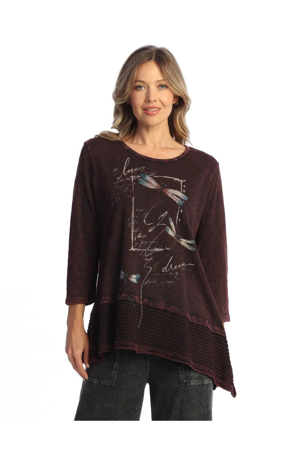 "Flutter" Abstract Print Mineral Washed Tunic - M54-2146