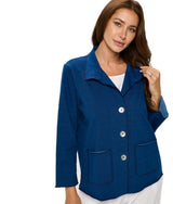 Button Front Denim Jacket in Blue Denim - D194-BLU