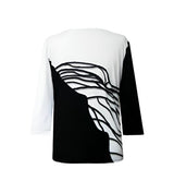 Valentina Geometric-Print Top in Black & White - 32882