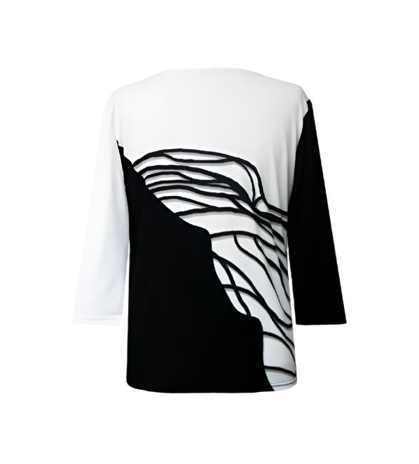 Geometric-Print Top in Black & White - 32882