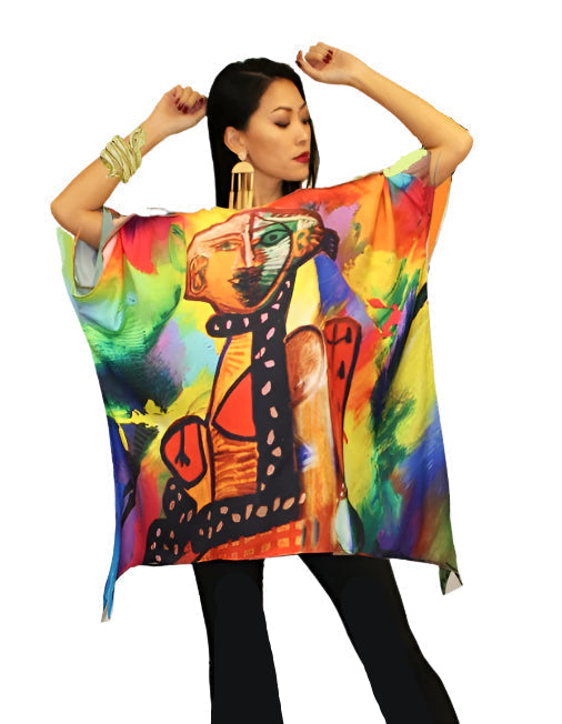 Dilemma Colorblock Print Tunic Top in Multi - NT-48-PI