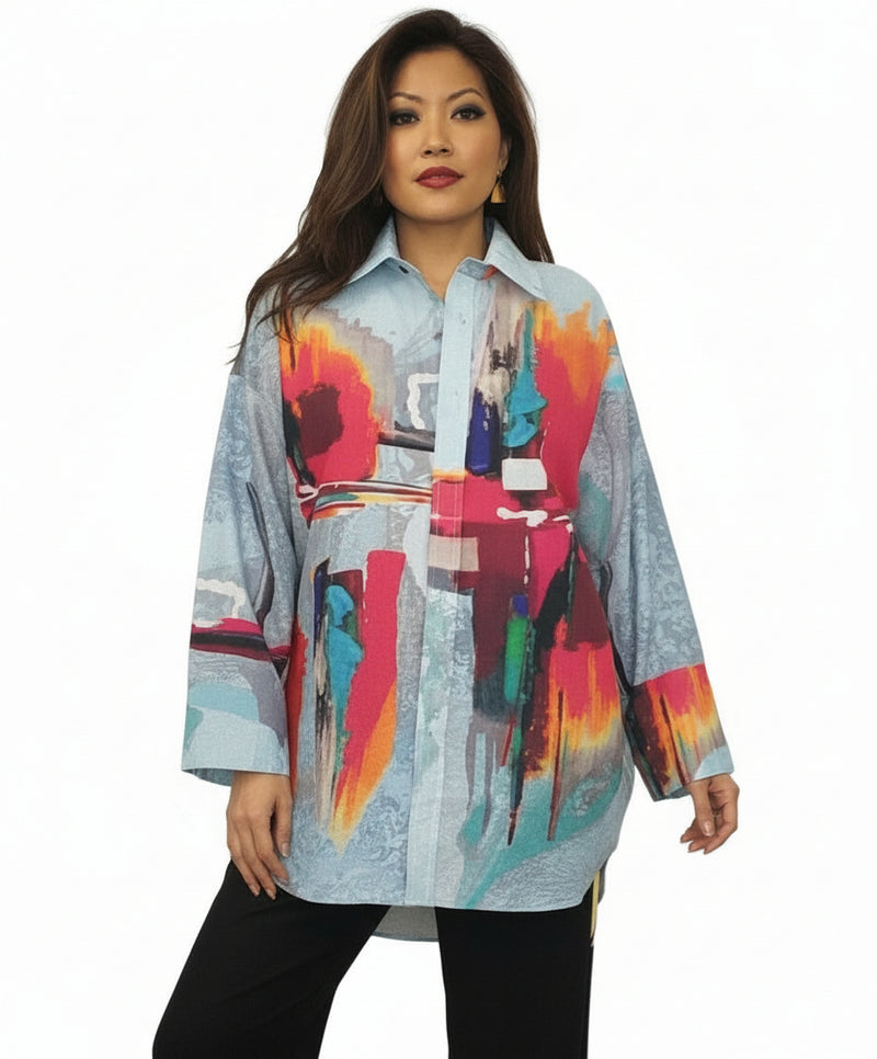 Gerard Inspired Abstract Big Shirt in Cotton - FCBS196-GE