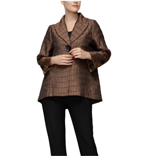 Textured Hi-Low Jacket in Brown - 7525J-BRN