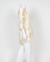 Effortless Elegance Sheer Floral Blouse in Beige - 2277J-BG