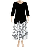 Valentina Geometric-Print Pull-On Skirt in Black & White - 32882-SKRT