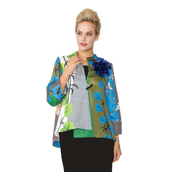 Mixed Floral Asymmetric Jacket - 6160J-BLU