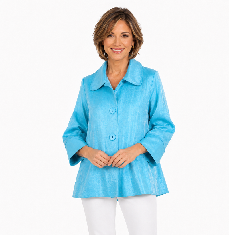 Shimmer Swing Jacket in Sky Blue - 4741-SKY
