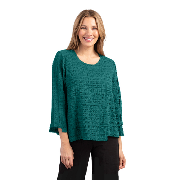 Habitat Pucker Weave Lapped Seam Pullover in Teal - 23700-TL