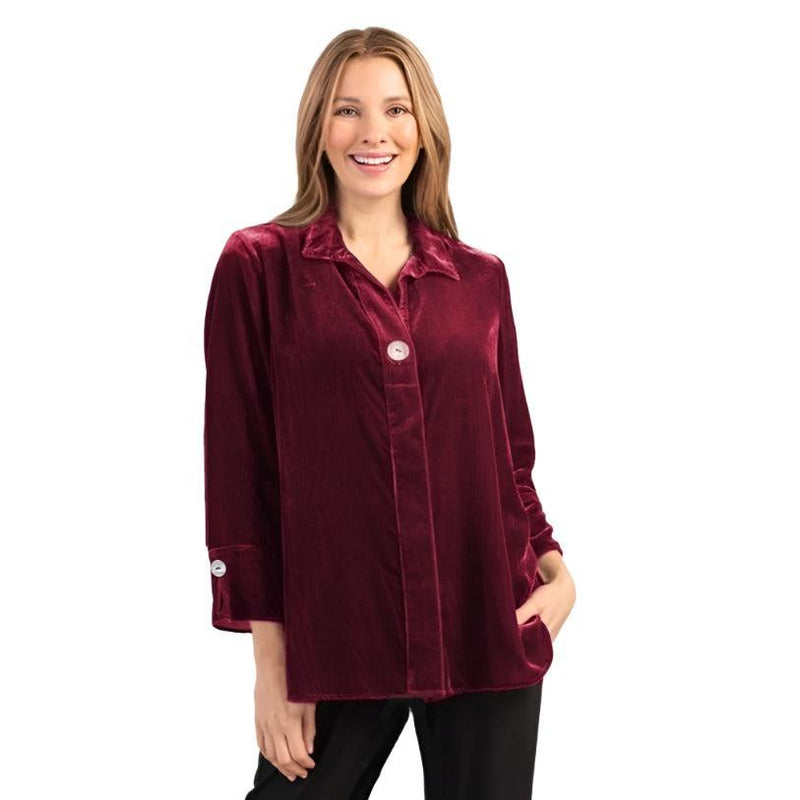 Habitat Velvet High-Low Tunic in Cranberry - 17241-CBY - Size XS Only!