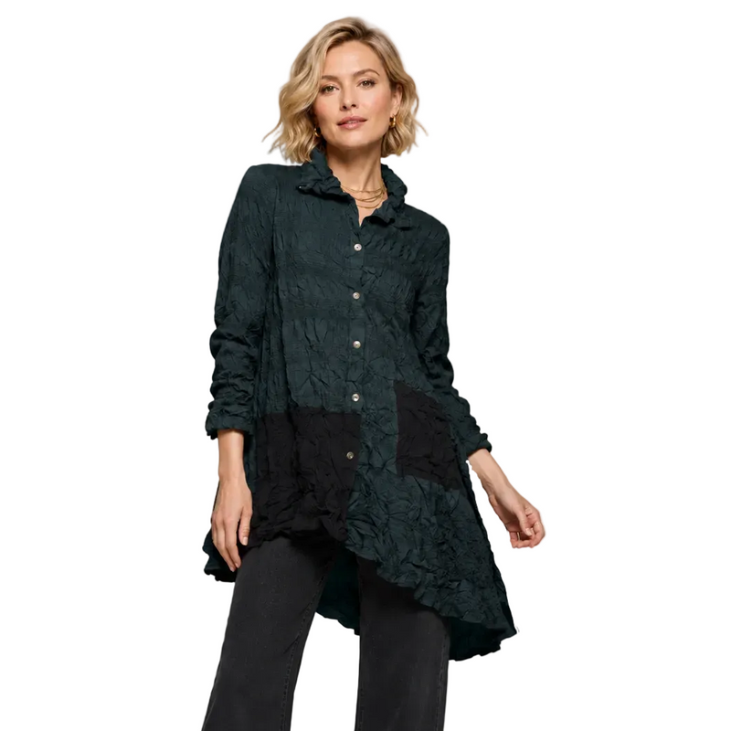 Adia Crinkled Woven Tunic Shirt - 765526