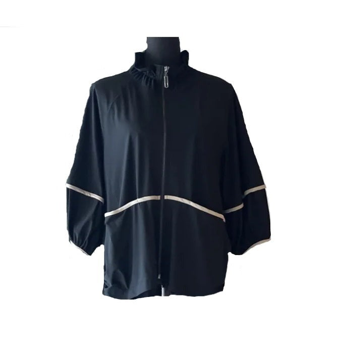 IC Collection Short Zip Jacket in Black/Oyster- 6010J-BK