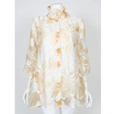 Effortless Elegance Sheer Floral Blouse in Beige - 2277J-BG