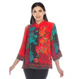 Citron Floral Print Silk Blouse in Red - 1213VVF - Limited Sizes!