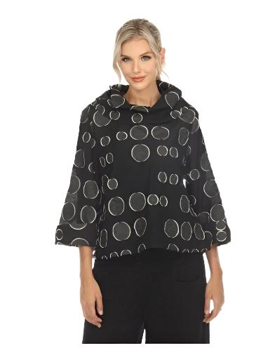 Circular Jacquard Semi-Sheer Top in Black/Ivory - 2622