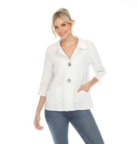 Small Waffle Jacket in White - SW234-WHT