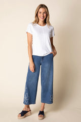 Stretch Denim Tossed Flower Jean - 11470