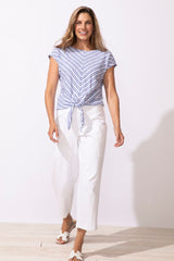 Seaport Stripe Tie Front Top - 32353