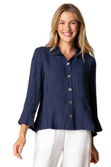 Soft Rayon Jacquard Flounce Shirt - 30713