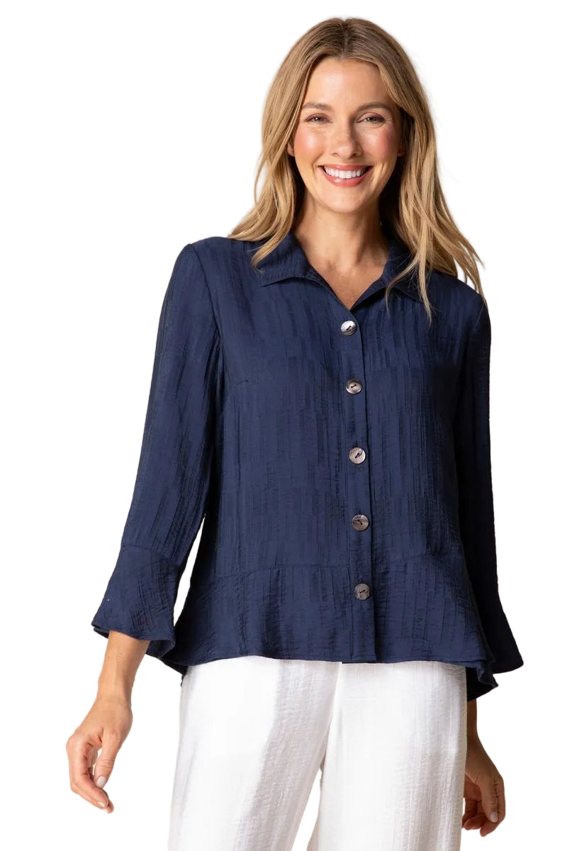 Soft Rayon Jacquard Flounce Shirt - 30713