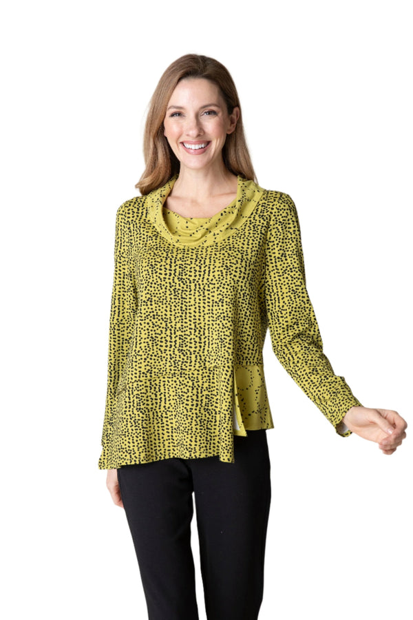 Habitat's  "Core Travel" Mixed Dot Print Drape Cowl Top - 55512