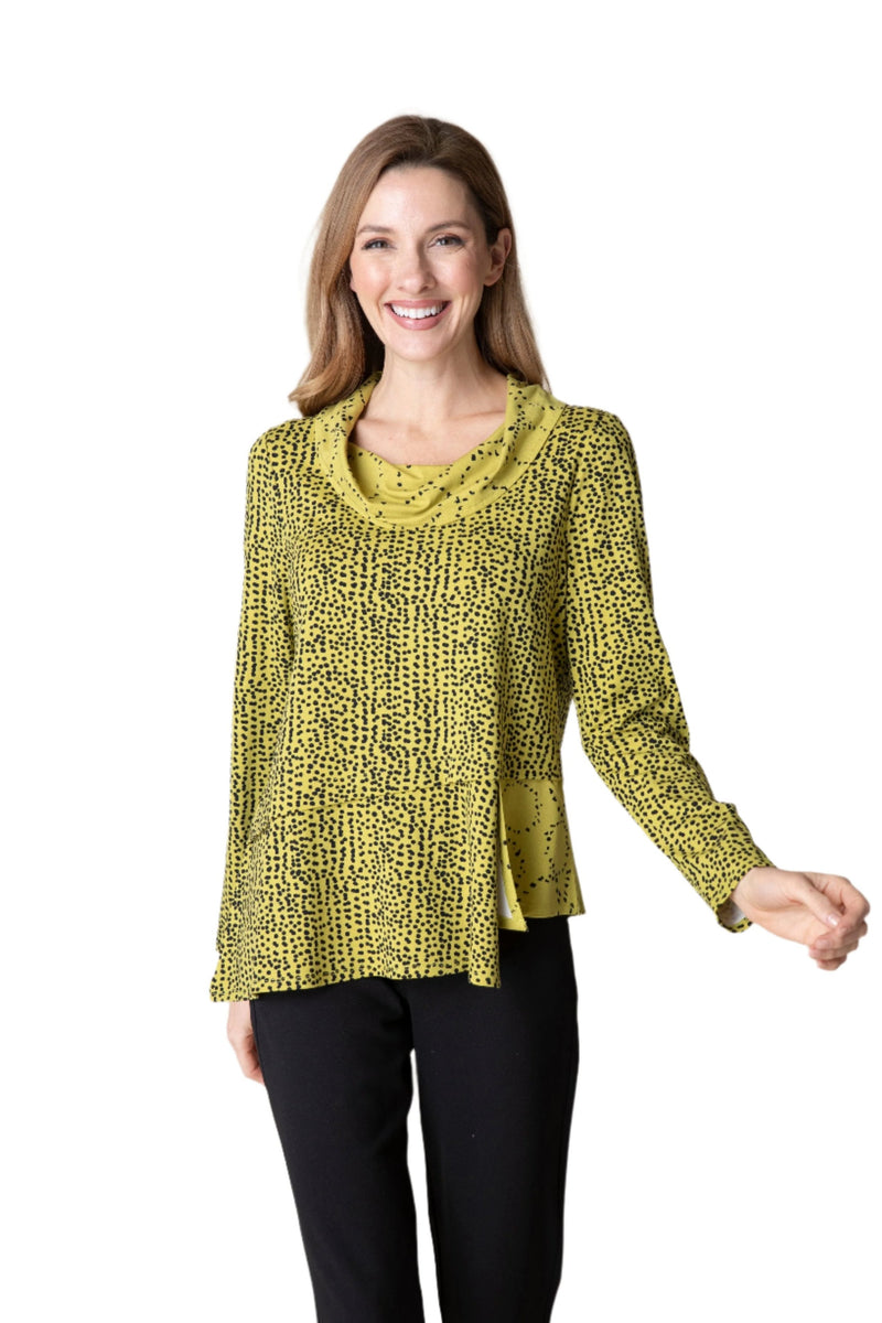 Habitat's  "Core Travel" Mixed Dot Print Drape Cowl Top - 55512