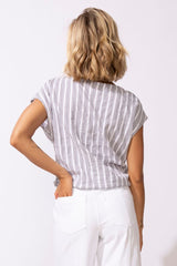 Seaport Stripe Tie Front Top - 32353