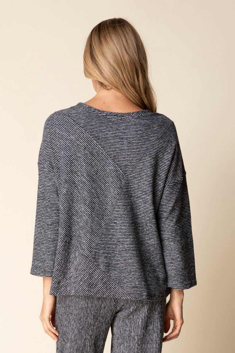 Pasadena Knit Stripe Pacific Seamed Top - 21537