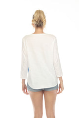 Striped Fish Long Sleeve Tee in White - 48104-WT