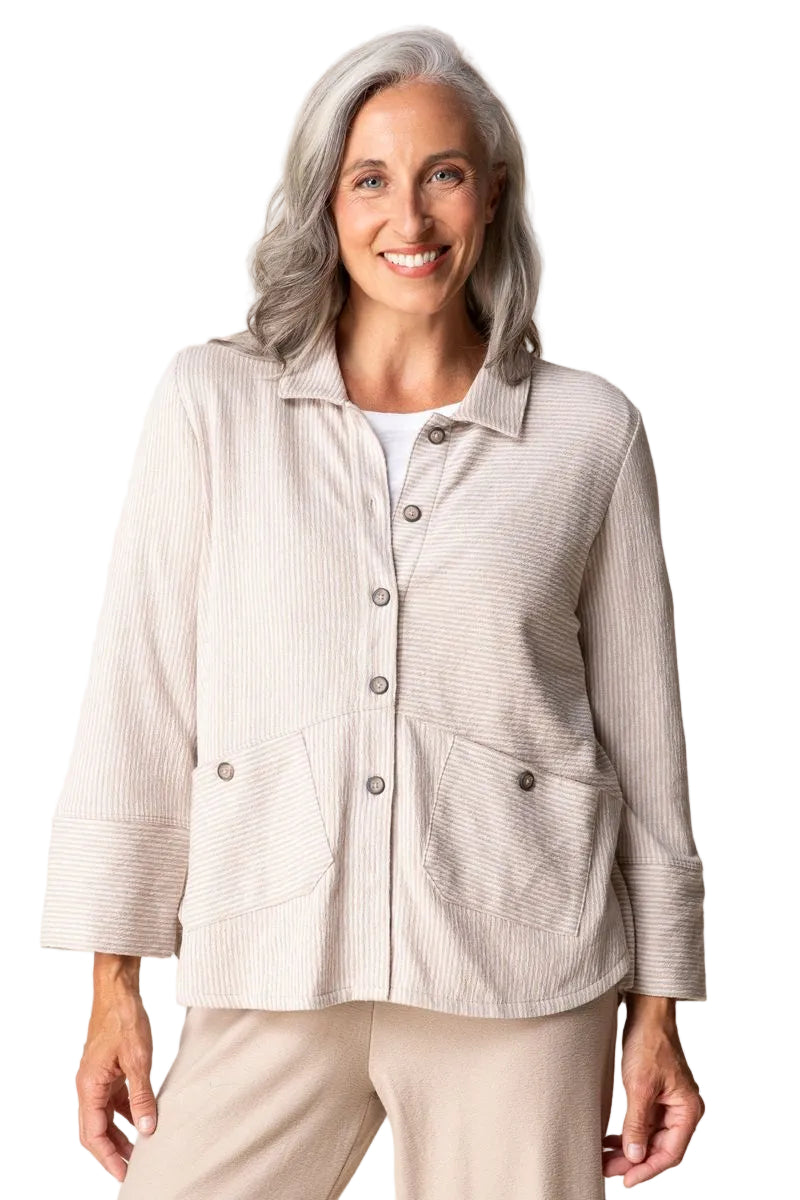 Pasadena Knit Stripe Button Front Shirt - 21536