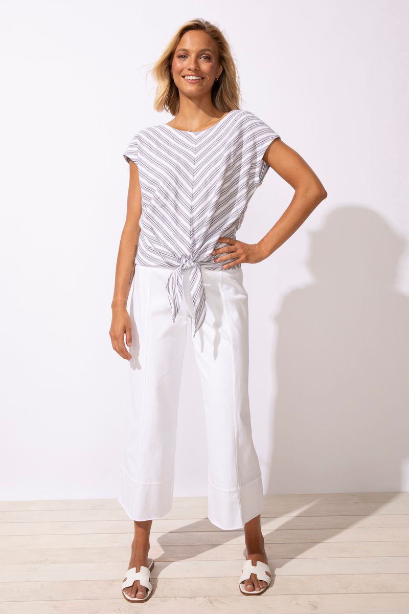 Seaport Stripe Tie Front Top - 32353