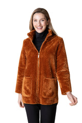 "Harvest Fleece" Sherpa Car Coat in Ginger - 43165-GNG - Sizes S & M Only!