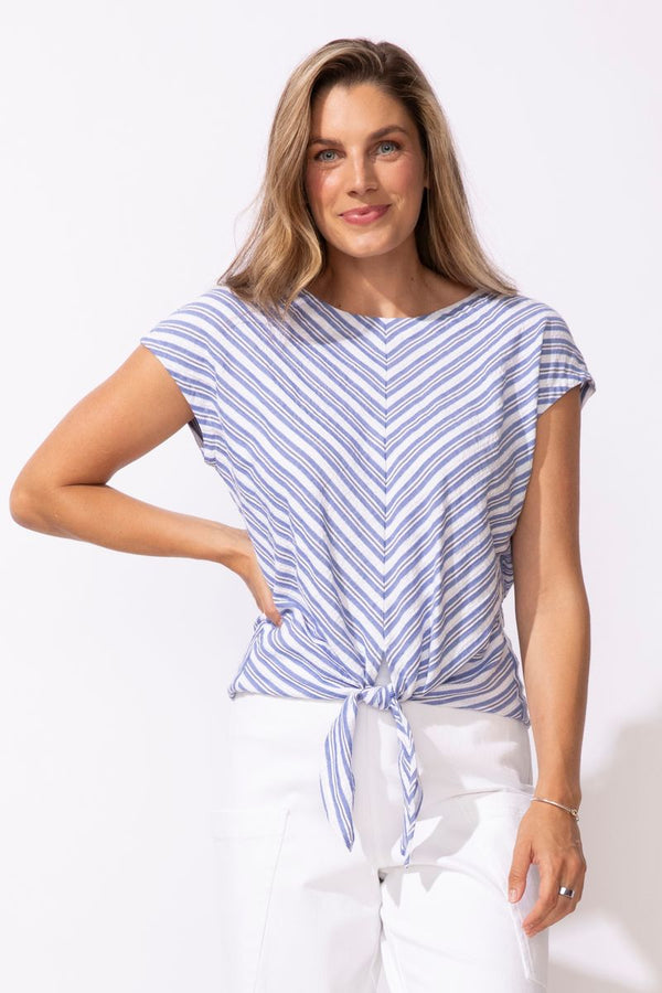Seaport Stripe Tie Front Top - 32353