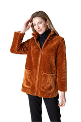 "Harvest Fleece" Sherpa Car Coat in Ginger - 43165-GNG - Sizes S & M Only!