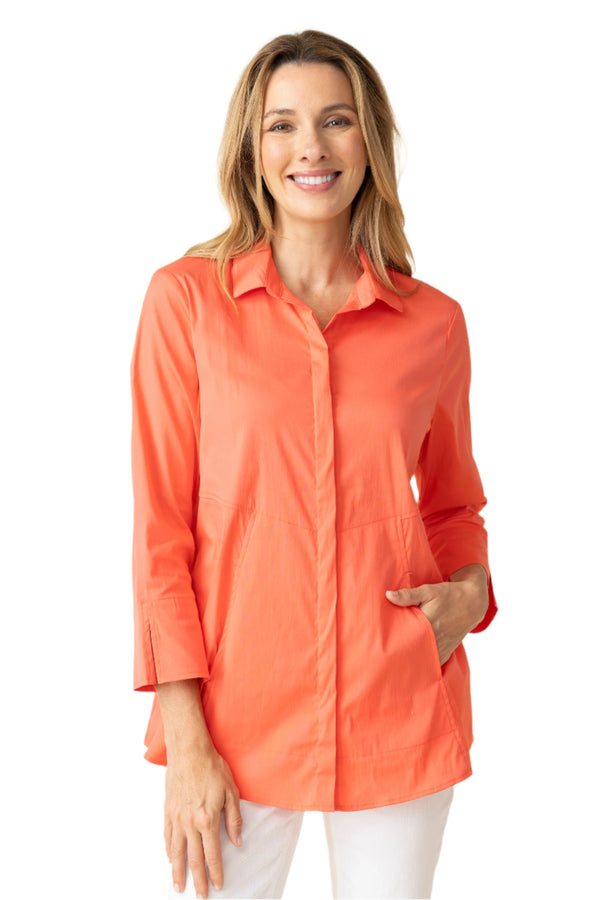 Habitat The "One" Hidden Placket Shirt in Papaya - 15019-PPY