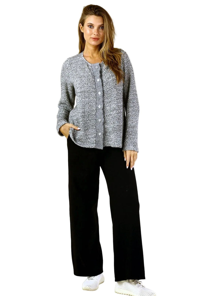 Heathered Knit Button-Front Cardigan - C47061