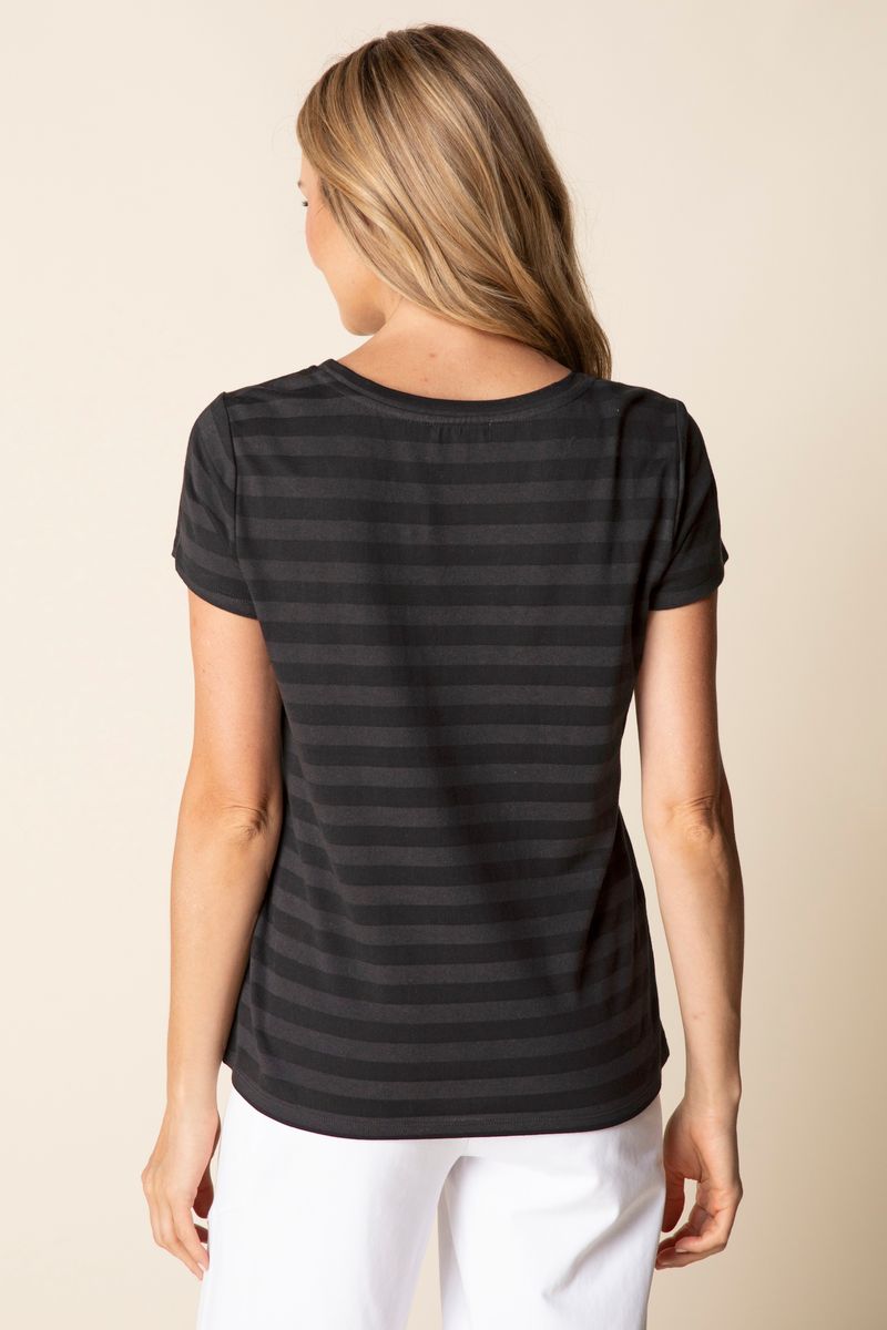 Shadow Stripe Short Sleeve Top - 30013