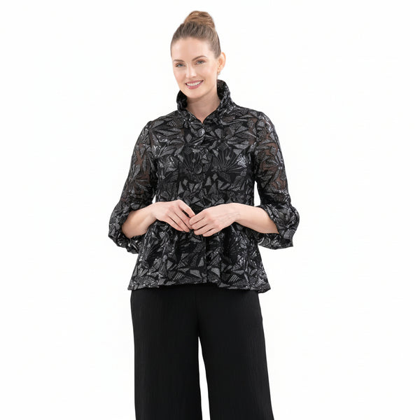 Sheer Textured Lace & Sequin Jacket - 2480-BLK