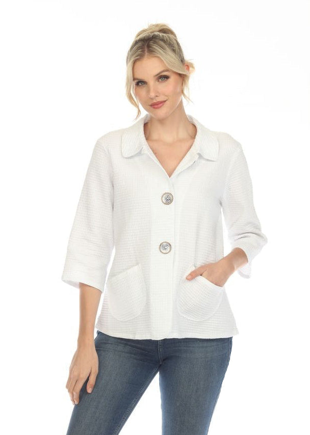 Small Waffle Jacket in White - SW234-WHT