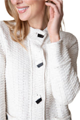 "Harvest Tweed" Brick Stitch Cozy Jacket in Winter White - 89106-WWT