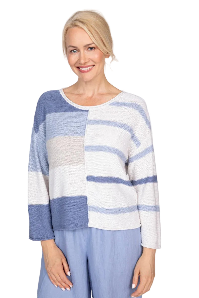 Color Block Split Stripes Sweater - 820702