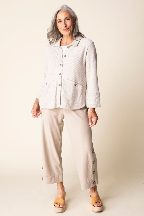 Pasadena Knit Stripe Button Front Shirt - 21536