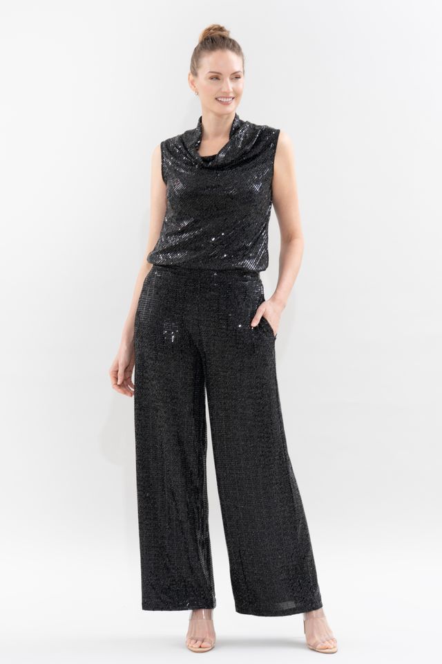 Sequin Sleeveless Drape Neck Top - 905T