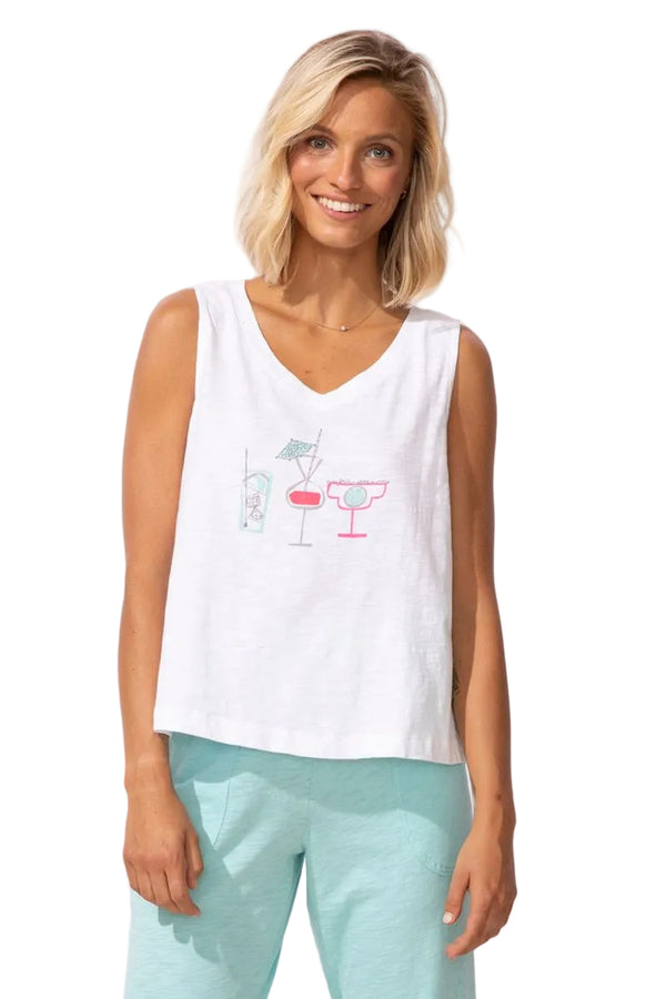 Cocktail Hour V-Neck Cotton Tank - 52114